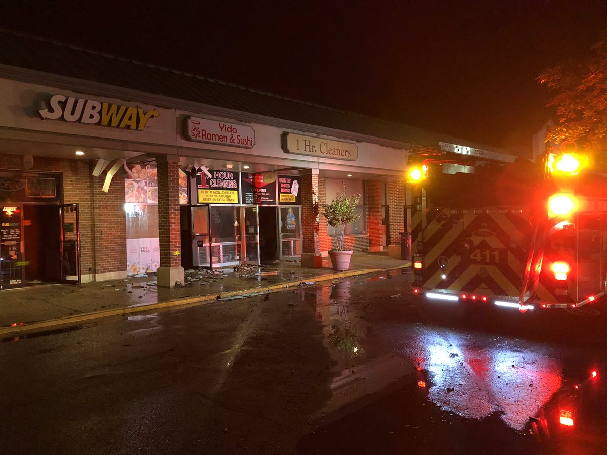 More than 20 businesses damaged at the Belle View Shopping Center - most due to heavy smoke. Power cut to effected businesses and nearby area. Power should be restored later in the morning. One firefighter treated for a minor injury