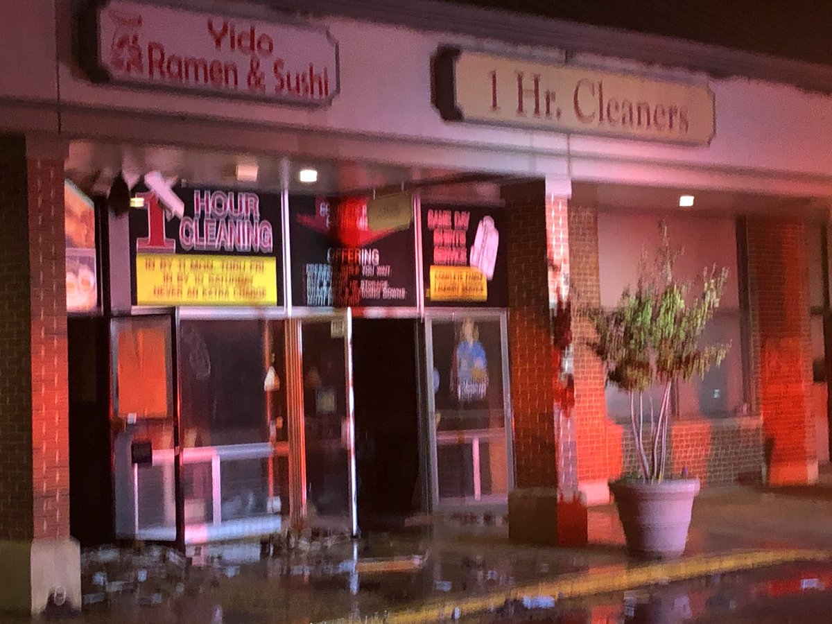 More than 20 businesses damaged at the Belle View Shopping Center - most due to heavy smoke. Power cut to effected businesses and nearby area. Power should be restored later in the morning. One firefighter treated for a minor injury