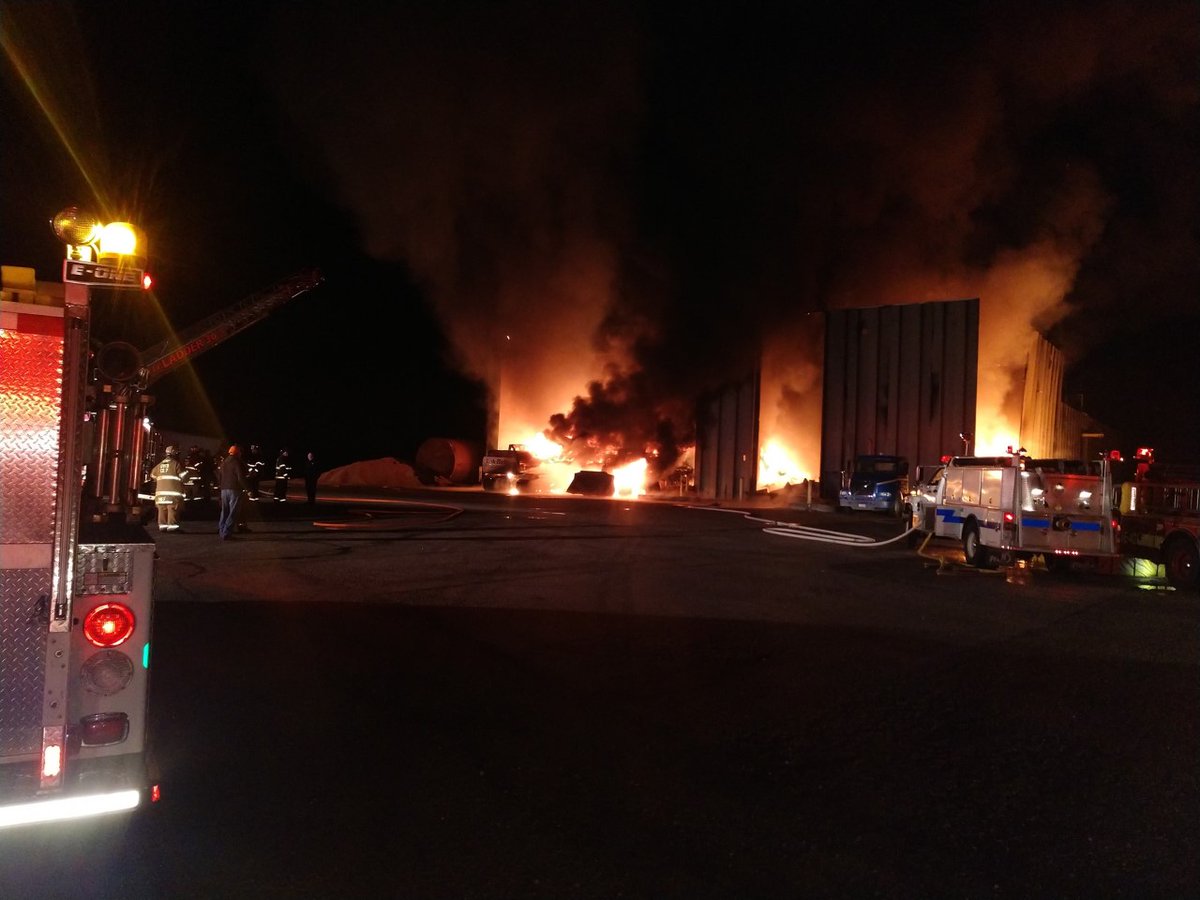 Fire crews from around the Southampton County area are responding to a fire Monday morning at the Valley Proteins plant in Emporia.