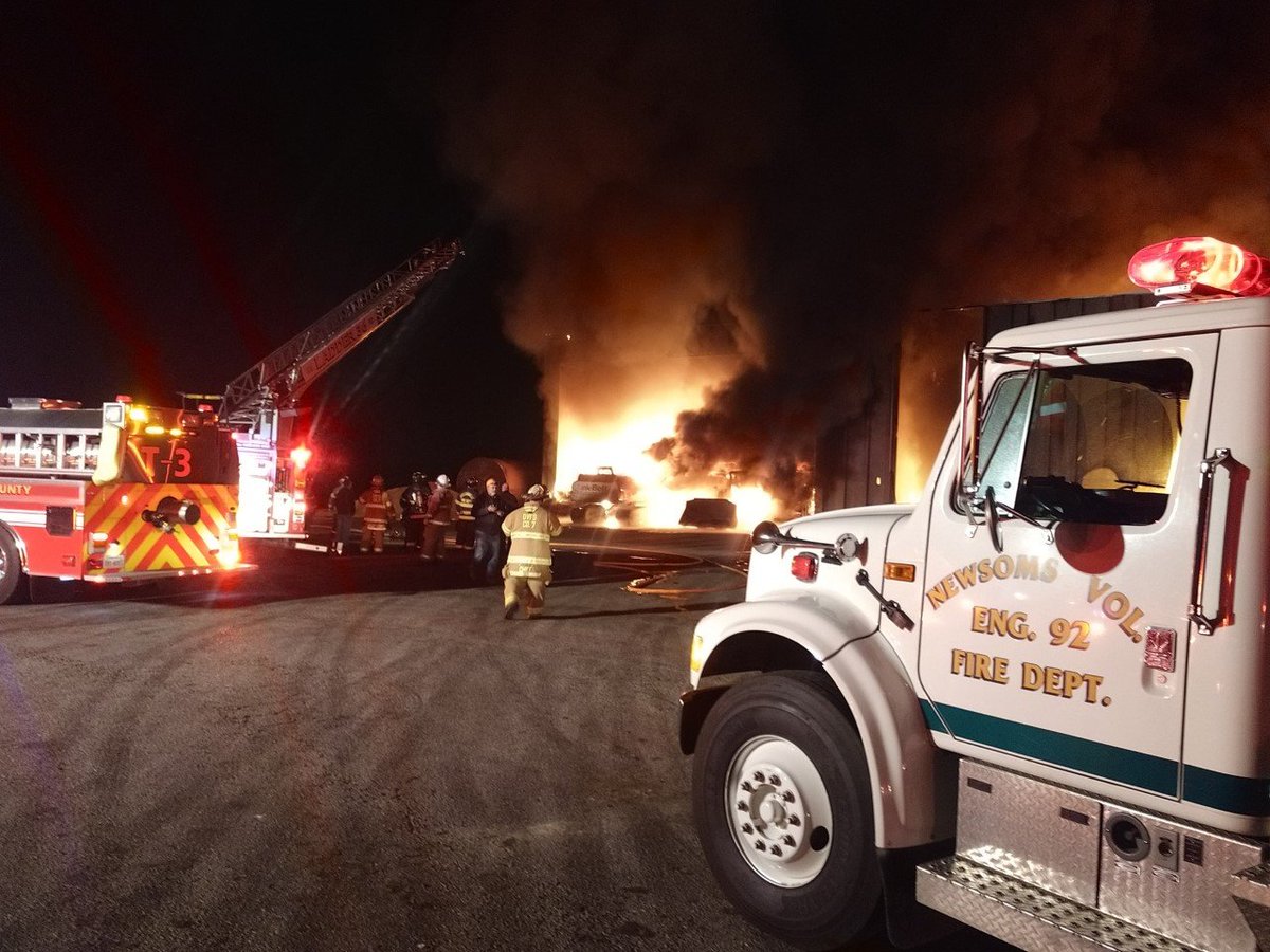 Fire crews from around the Southampton County area are responding to a fire Monday morning at the Valley Proteins plant in Emporia.