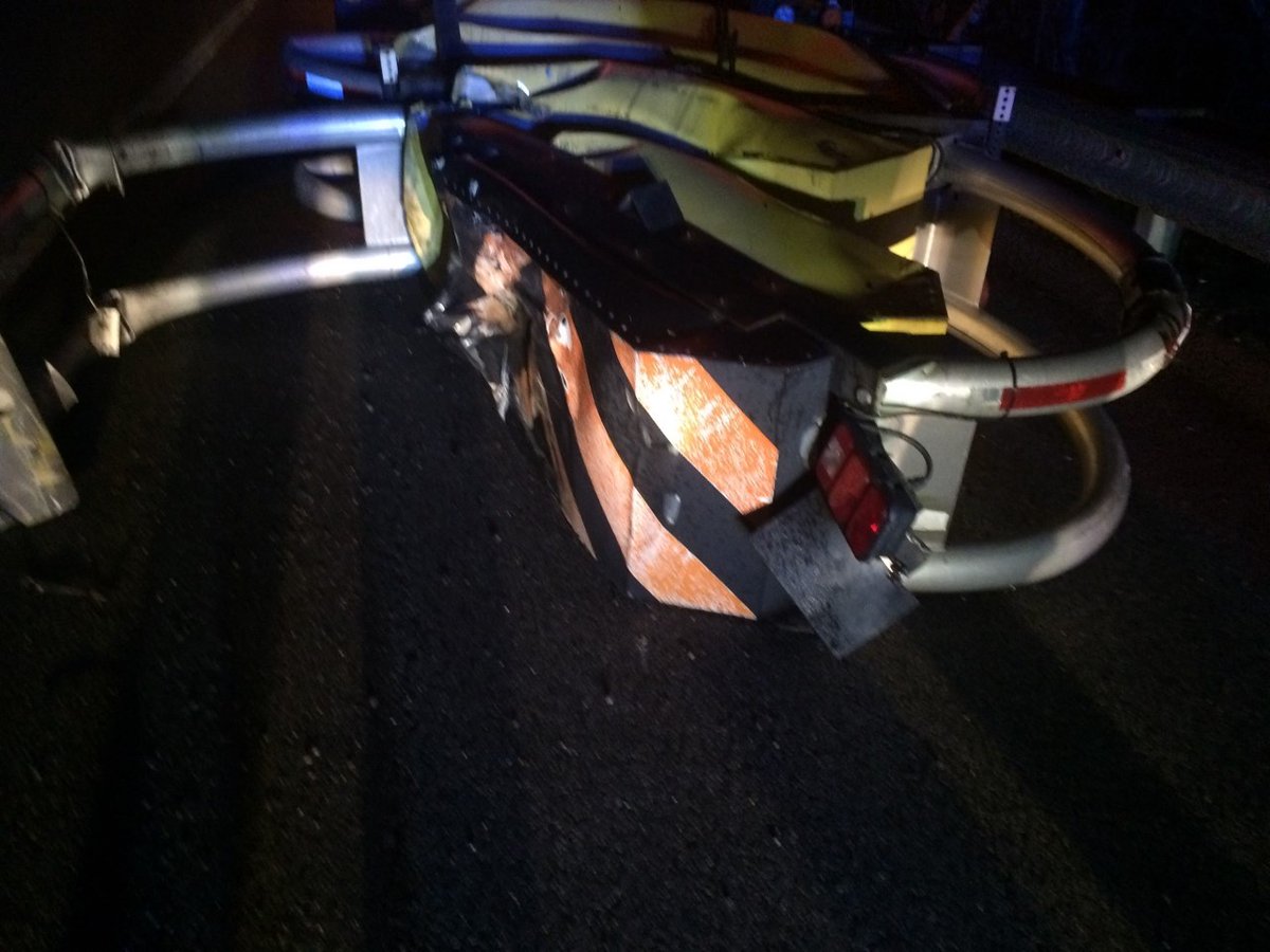 State Police say a driver with a suspended license crashed into a VDOT truck with emergency lights flashing this morning. This is the accident that closed part of 264WB near Effingham St for a time. VSP say the driver of the car ran, but was taken into custody & charged