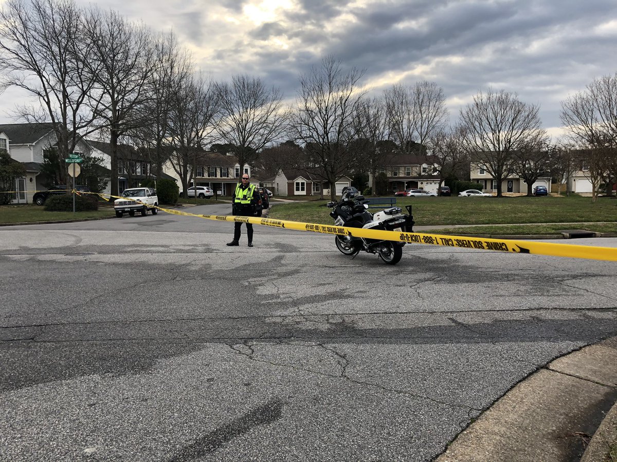 Crime tape is blocking the area all of the way from Wellsford Drive to Maitland Drive in VirginiaBeach