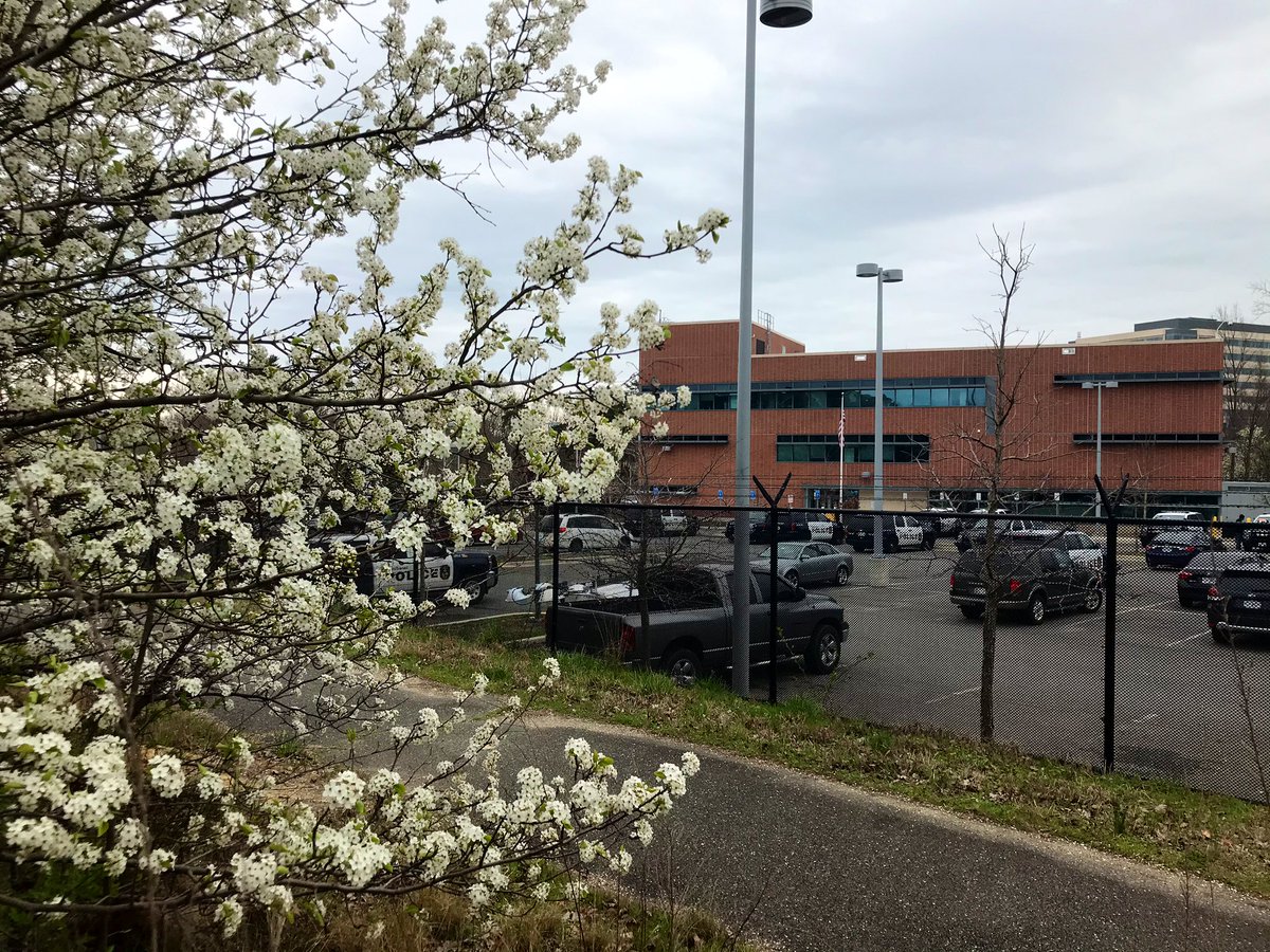 This is the District 2 station in Springfield where the Metro Transit Police officer who tested positive for COVID19 works. two people in full hazmat suits in the parking lot. Metro says the whole building is being cleaned