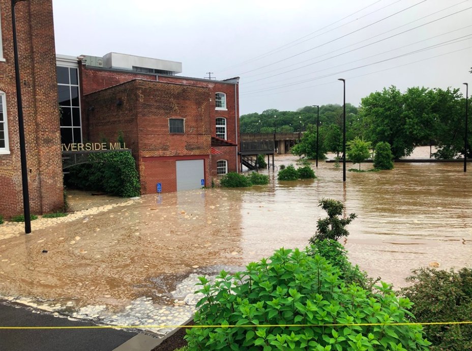 View outside Spectrum Medical and Cotton Restaurant at Riverside Mill in Danville this morning.   