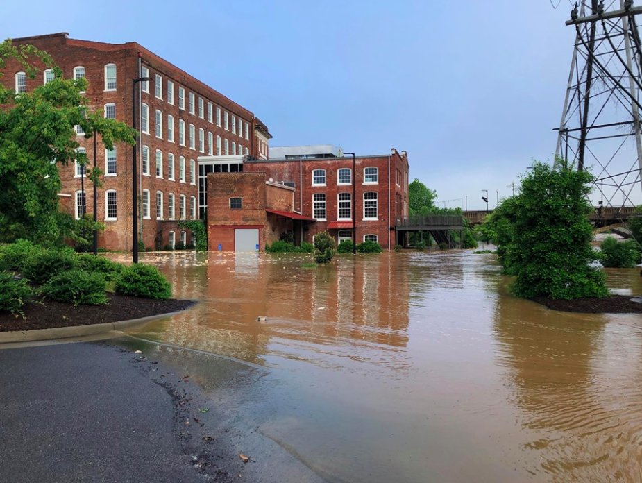 View outside Spectrum Medical and Cotton Restaurant at Riverside Mill in Danville this morning.   