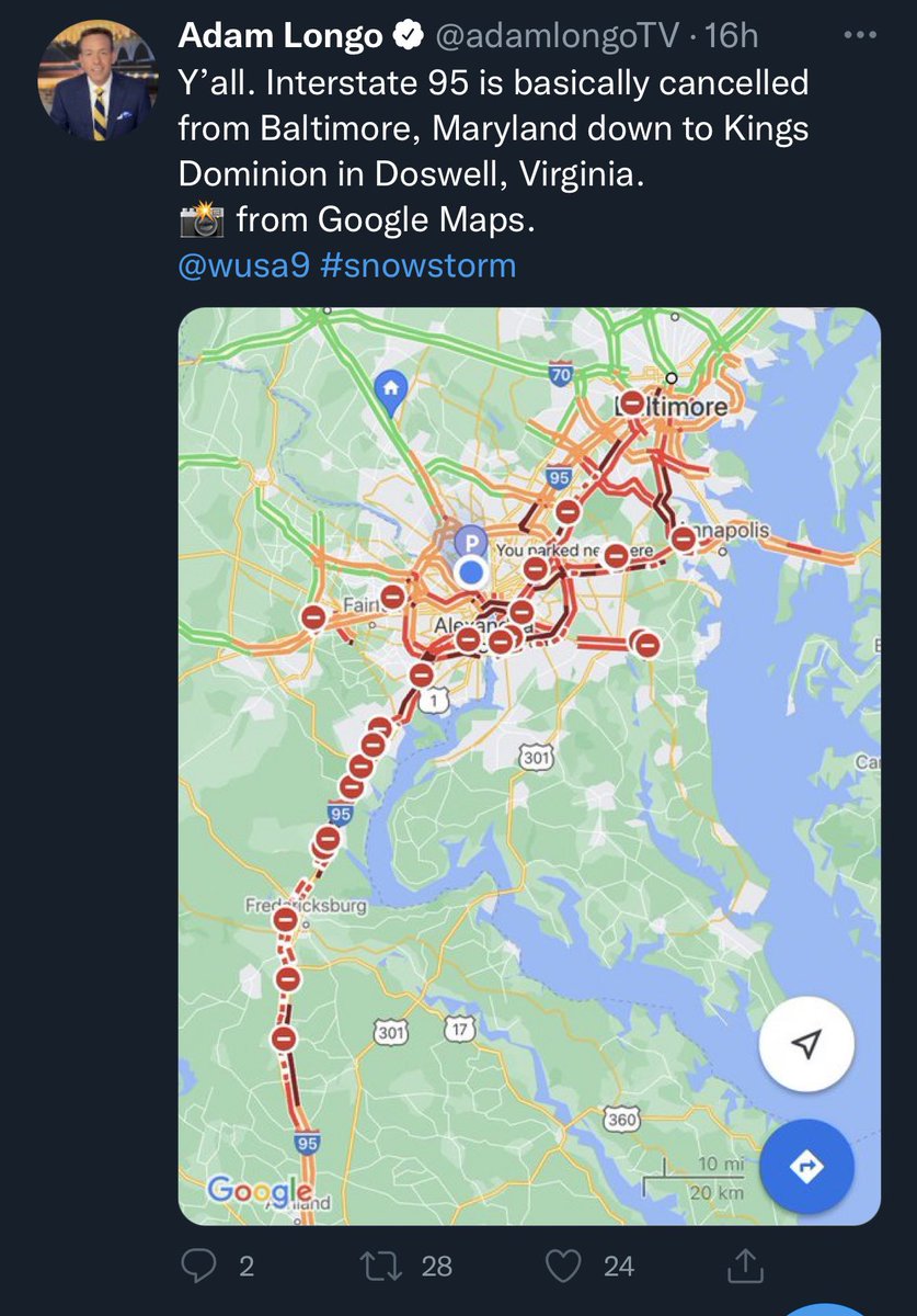 People have been stuck on I-95 in Virginia for 15+ hours