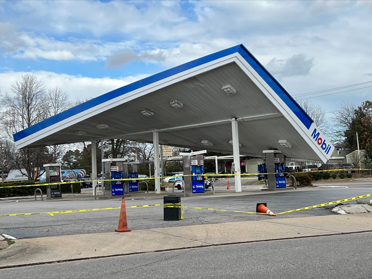 Strong winds have caused damage to a Virginia Beach gas station off of Rosemont Road.