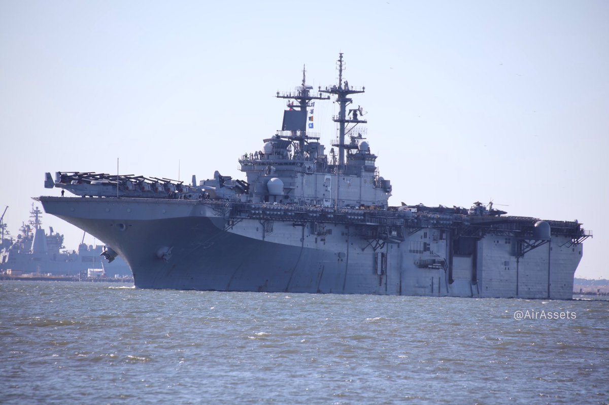 USS Kearsarge (LHD 3) Wasp-class amphibious assault ship leaving Norfolk, Virginia - January 18, 2022 usskearsarge lhd3  * photo courtesy of @AirAssets