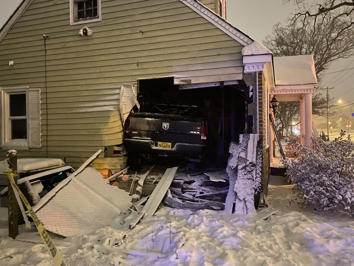 Truck crashes into Norfolk home as snow falls overnight Friday  to the 700 block of Tidewater Drive