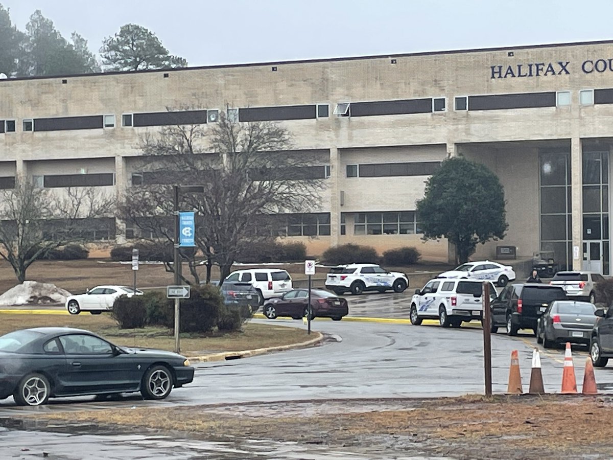 Virginia State Police, South Boston Police and Halifax County Sheriff's deputies are all on the scene of the high school lockdown. K9 units appear to be preparing for a sweep of the student parking lot.