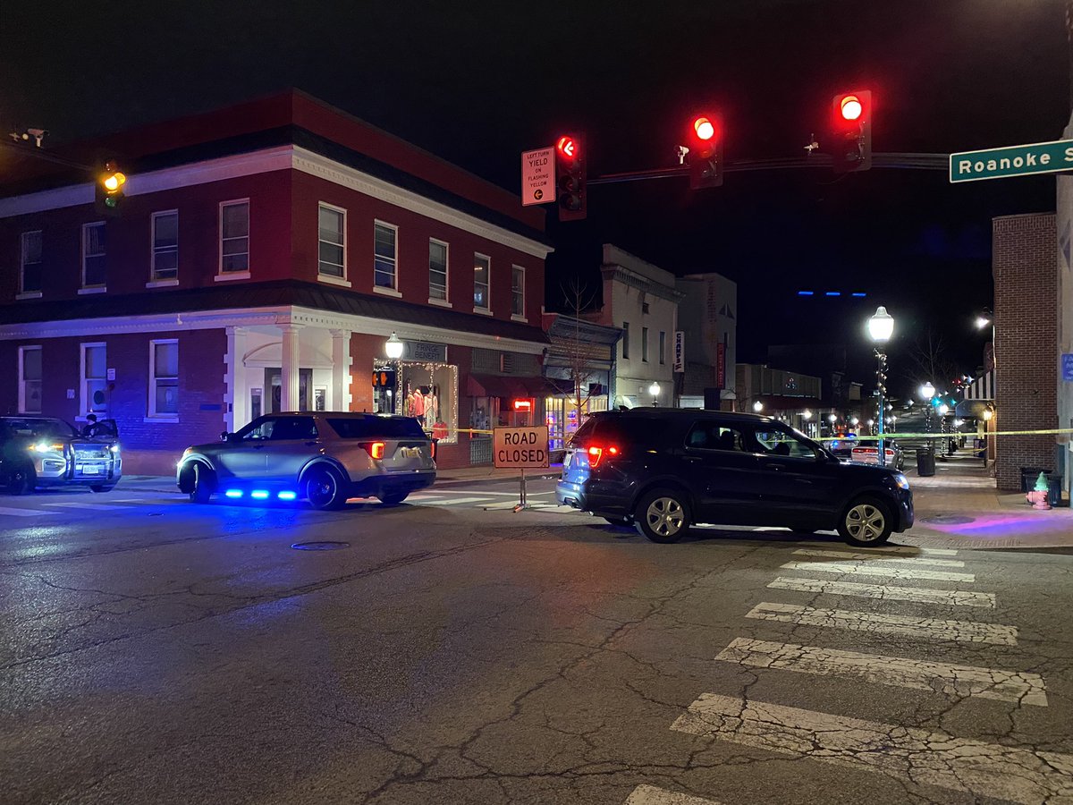 This is the scene in downtown Blacksburg where there was a shooting tonight at Melody Hookah Lounge