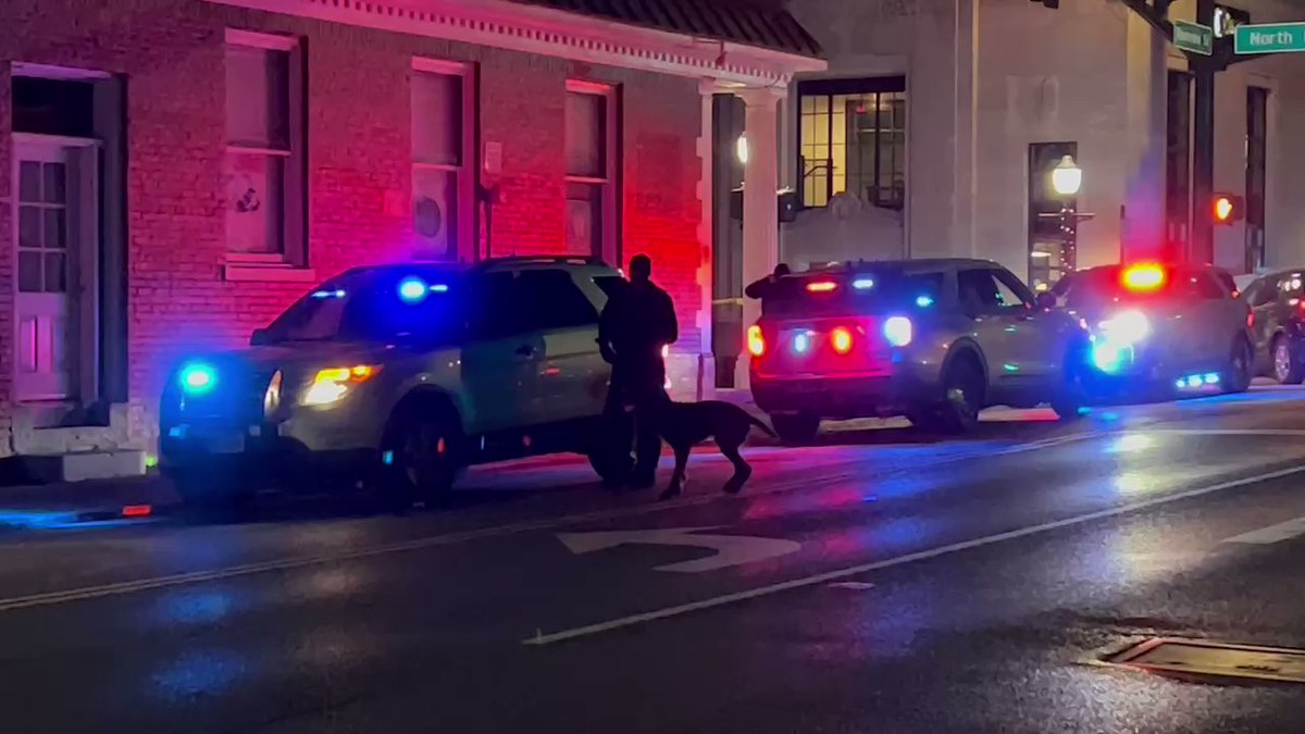 Scene of a shooting in @Blacksburg_Gov at the Melody Hookah Lounge. Police say multiple people were taken to a hospital. Police just brought out this K9.