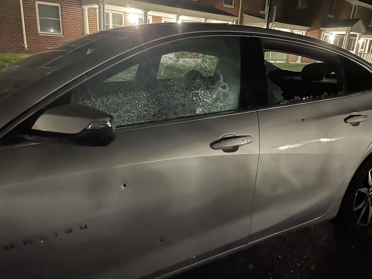 A shooting in Diggs Town Apartments left this car with several bullet holes in it. @NorfolkPD are working to clear the scene.  