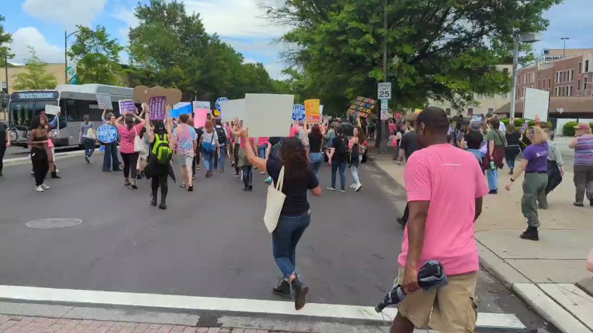 The march is now taking the eastbound lane of West Broad Street