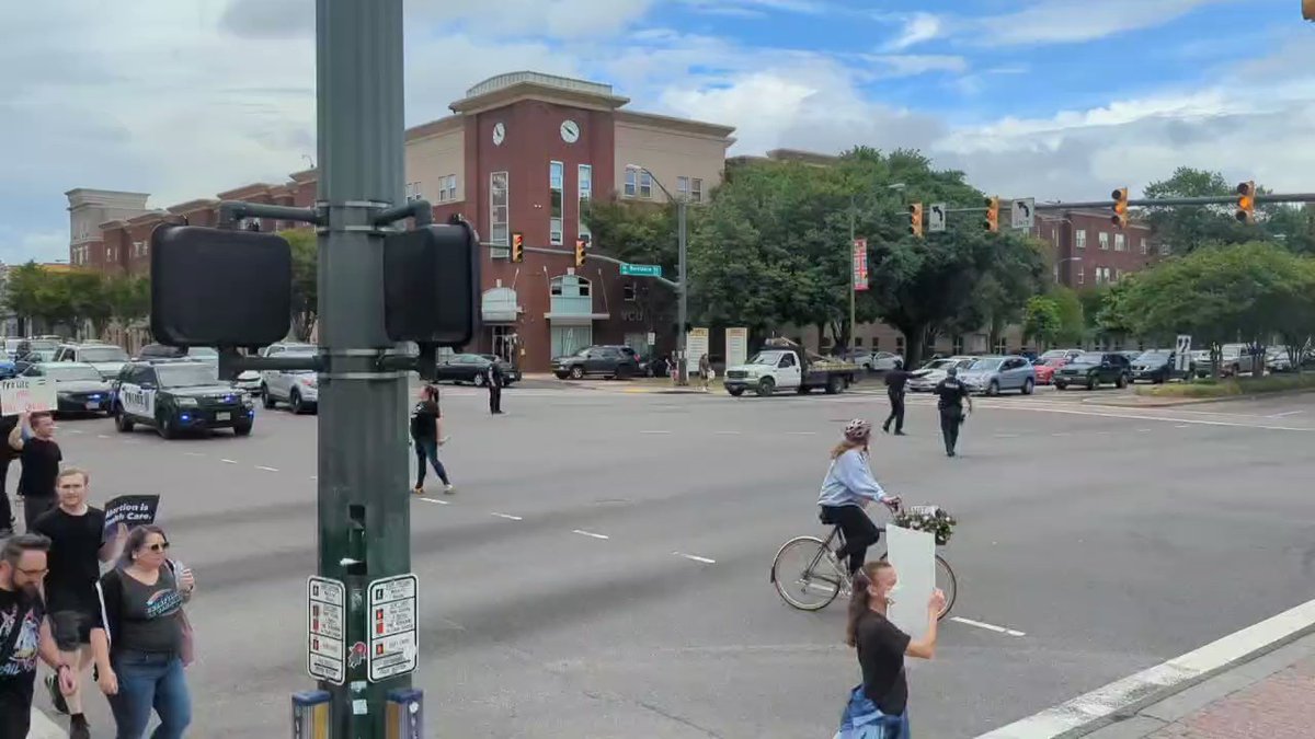 Richmond Police are standing back and blocking traffic