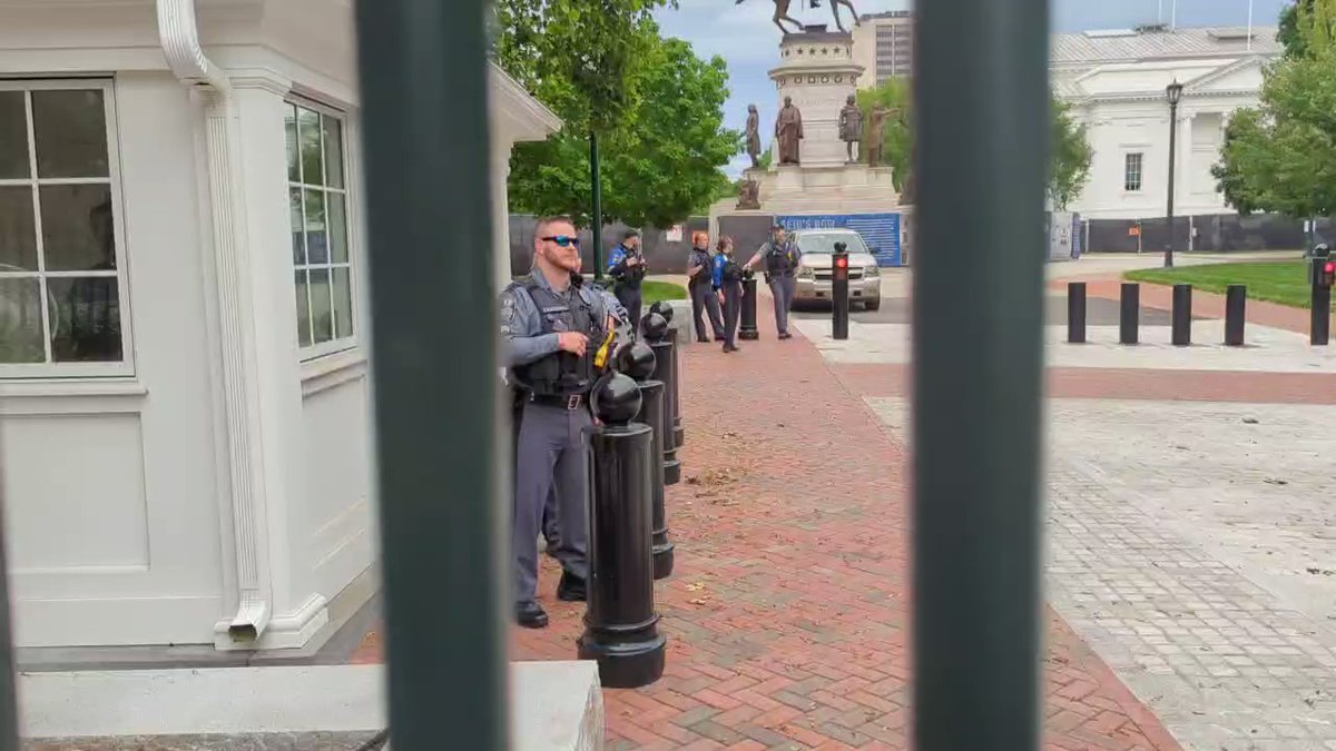 The march was heading toward the Virginia Capitol but the gates are closed and the protest has stopped for now