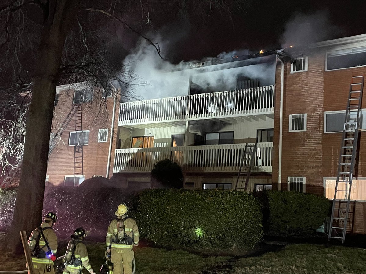 At 1:38 AM, units dispatched to apartment fire in 7400 block of Little River Turnpike, Annandale. Fire was on the third floor extending into attic. Fire now under control. Crews hitting hot-spots. One occupant transported to hospital. Went to 3rd alarms total