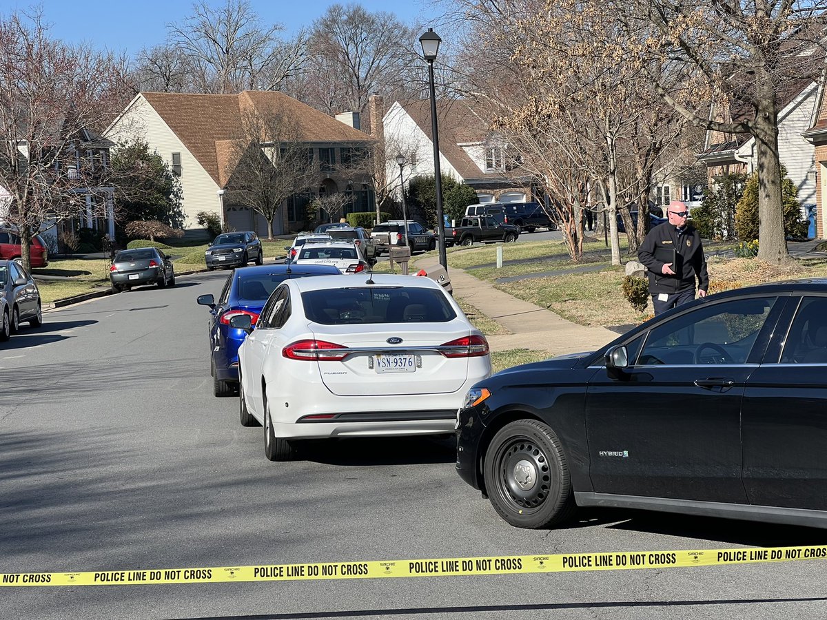 On the scene of a shooting in Reston on Stable Brook Way. Fairfax Co. Police say a woman inside a home was stabbed and someone inside shot a suspect. 1 person is dead another one was taken to the hospital with life threatening injuries 