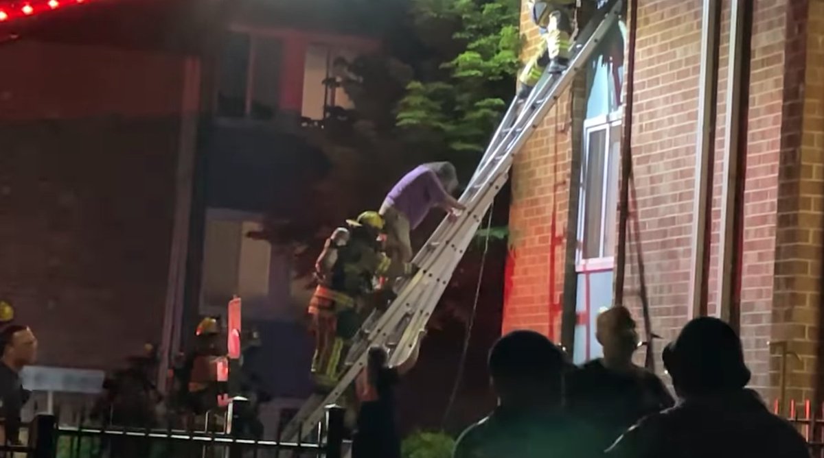 The Lynchburg Fire Department said crews rescued four people from a burning apartment building on Tuesday