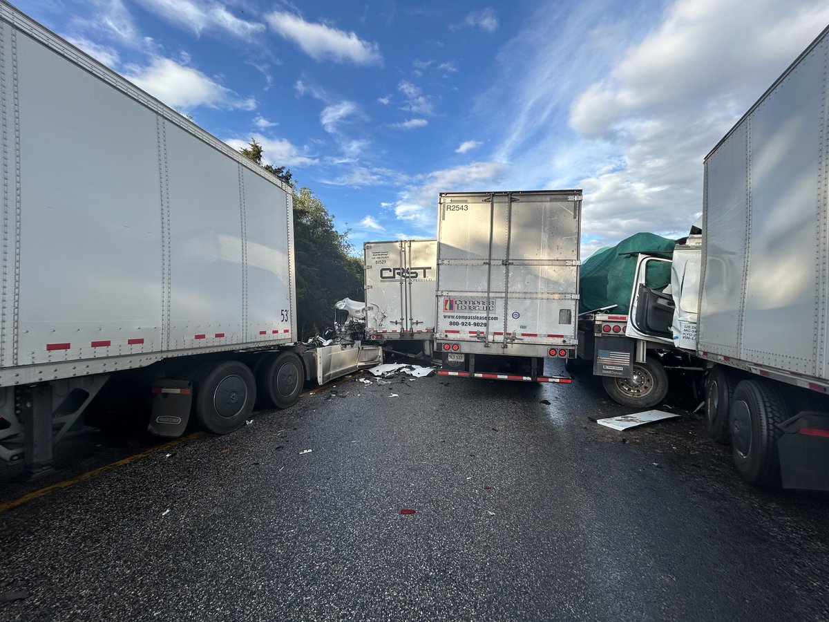 One person is dead and multiple others are injured after a chain reaction crash on Interstate 81 involving six tractor trailers, a medical van and three other vehicles