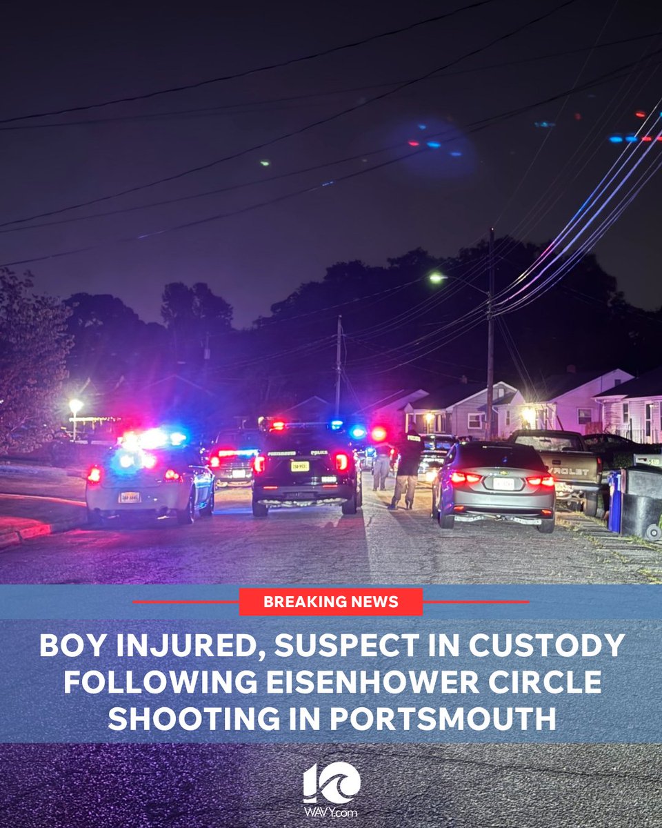 A boy is injured and a suspect is in custody following a shooting on Eisenhower Circle in Portsmouth Wednesday night, according to police.