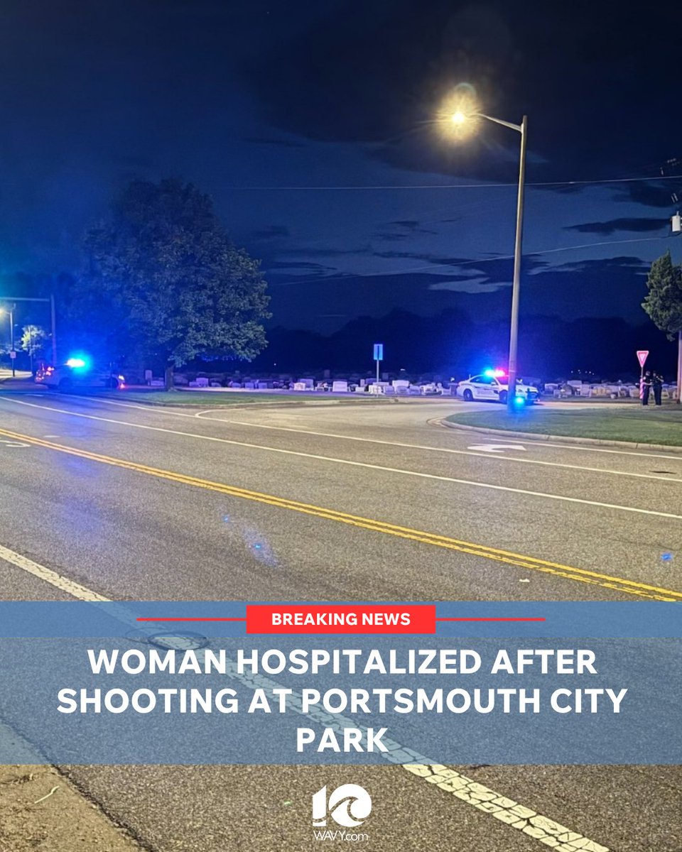 A woman has been hospitalized following a shooting at Portsmouth City Park Sunday night